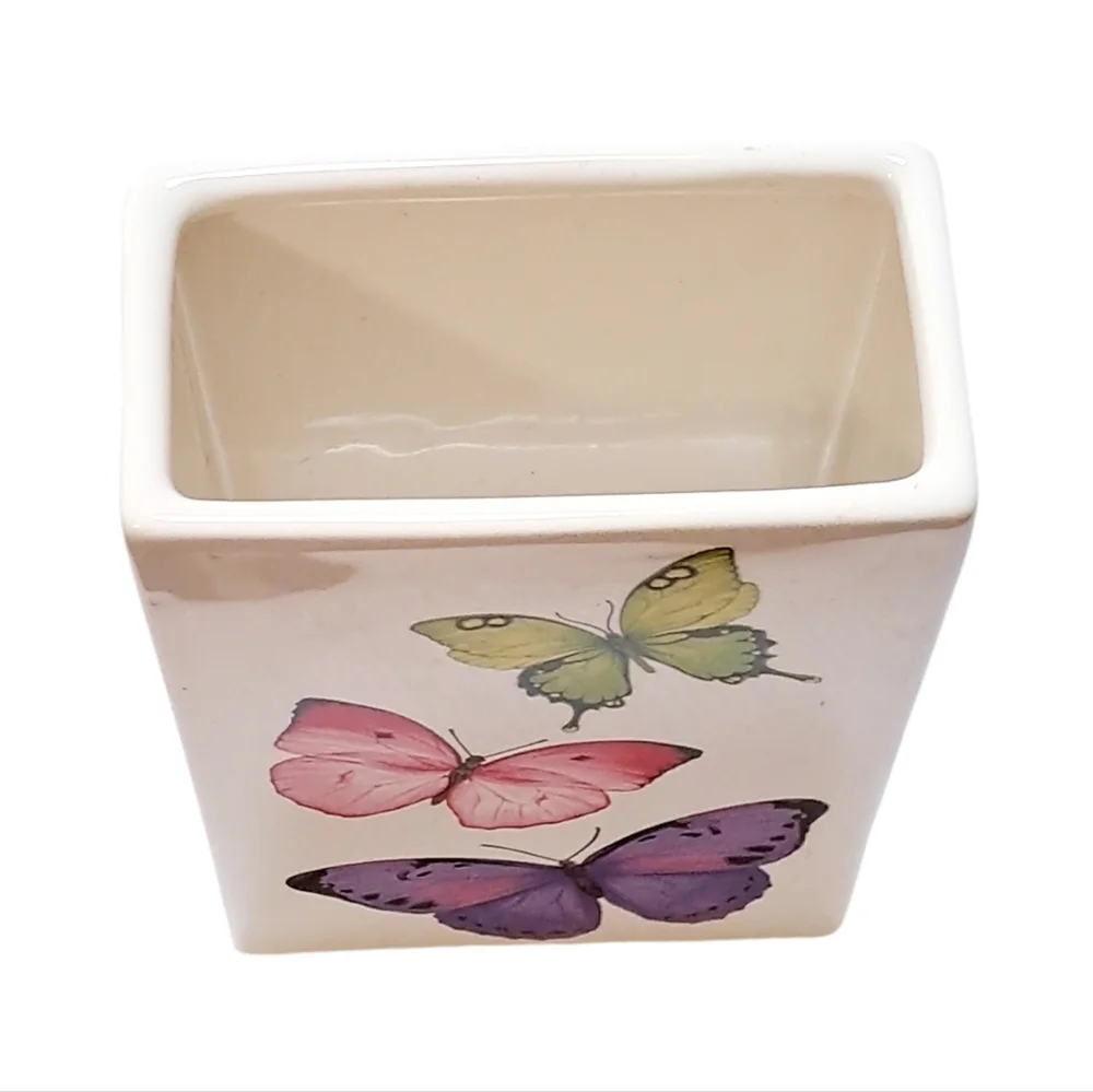 Teleflora ~ Colorful Butterflies Rectangular Glass Vase